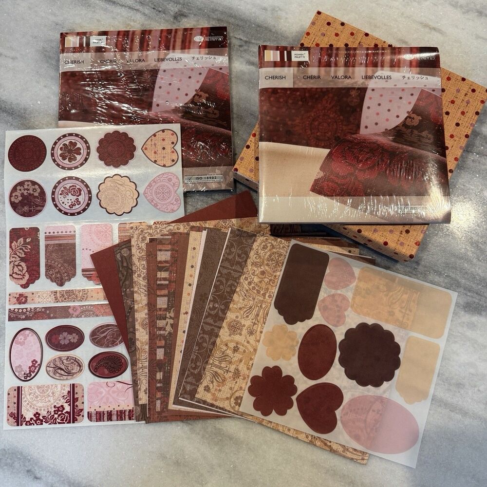 3 Sets Of Creative Memories CHERISH Power Palette 7x7 Scrapbook Paper Stickers